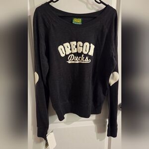 NWT Oregon Ducks Women's Size L GREY AND WHITE Sweater LONGSLEEVE TOP
